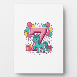 Placa Expositora Cumpleaños 7 del Caballo Diseño de Vector de Conej