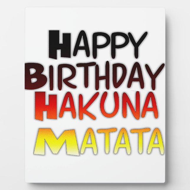 Placa Expositora Cumpleaños Alemán Impresión de Arte Hakuna Matata (Frente)
