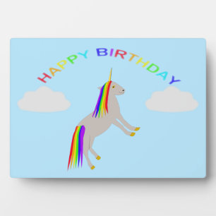 Placa Expositora Cumpleaños de la fantasía Unicornio Arcoiris y nub