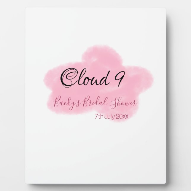 Placa Expositora Cumpleaños de nube nueve rosa pastel despedida de  (Frente)