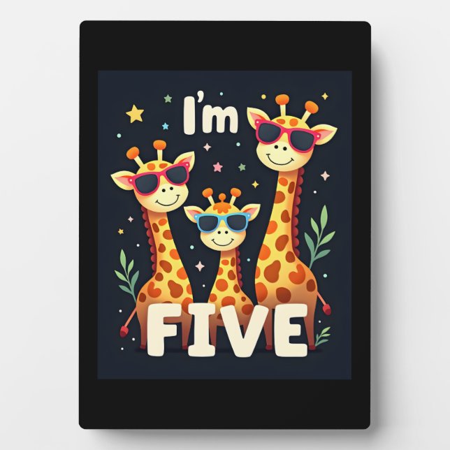 Placa Expositora Cumpleaños genial de jirafa 5 años Cumpleaños de 5 (Frente)