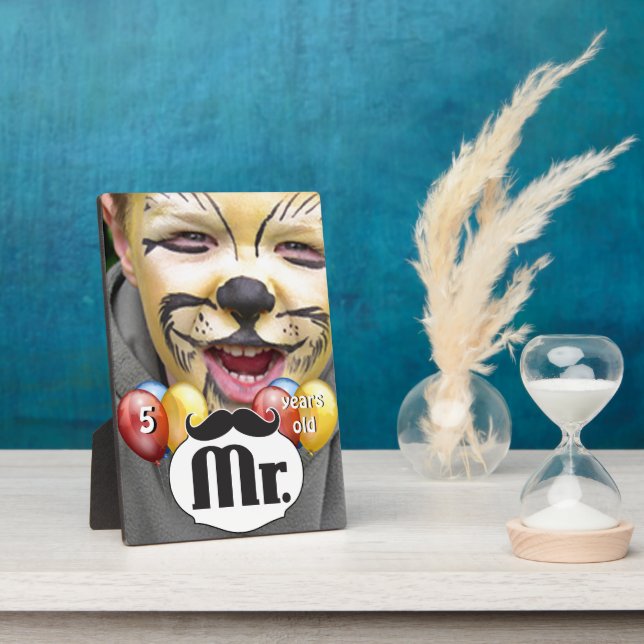 Placa Expositora Cumpleaños retro de Mr. Mustache Lil Man (Lado)