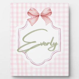 Placa Expositora Cuna personalizada para niña Everly con lazo y gin