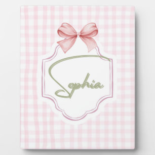Placa Expositora Cuna personalizada para niña Sophia con lazo y gin