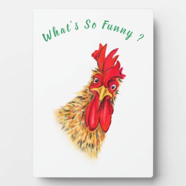Placa Expositora Curioso Rooster Curioso Sorprendido - Texto Person (Frente)