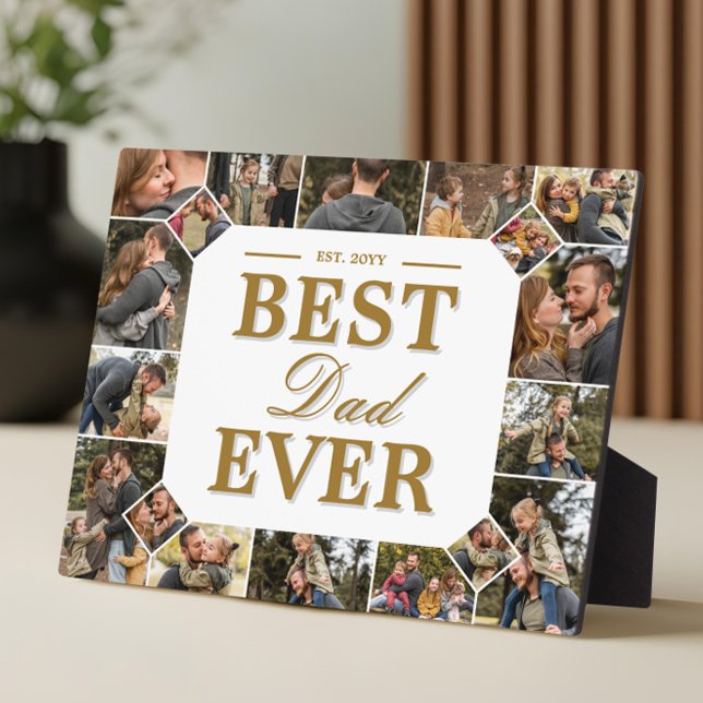 Placa Expositora Custom Best Dad Ever Family Photo Collage Keepsake (Best Dad Ever Father's Day Photo Frame Collage)