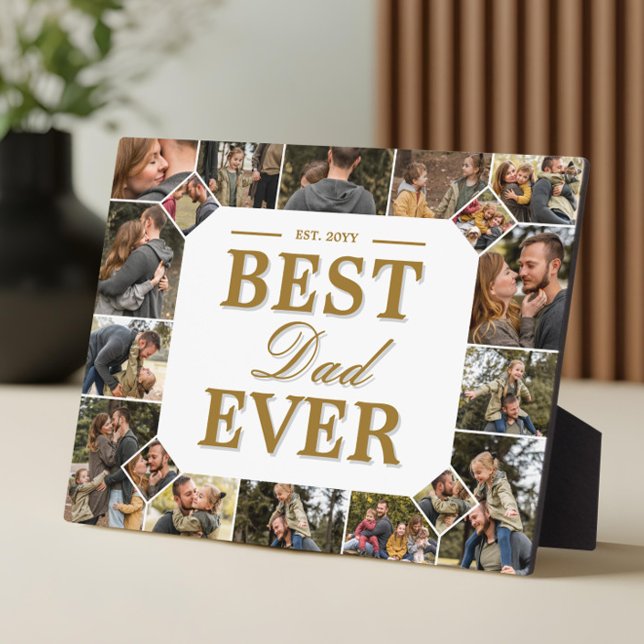 Placa Expositora Custom Best Dad Ever Family Photo Collage Keepsake (Best Dad Ever Father's Day Photo Frame Collage)