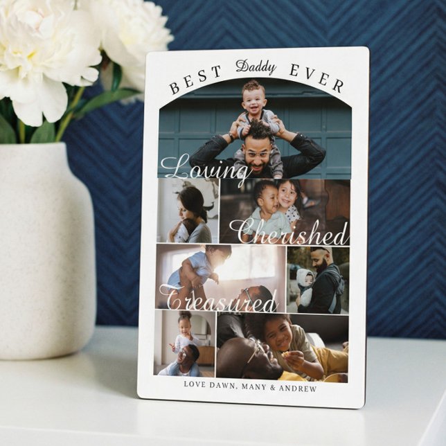 Placa Expositora Custom Best Dad Ever Family Photo Collage Keepsake (Custom Best Dad Ever Family Photo Collage Keepsake Plaque)