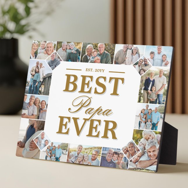 Placa Expositora Custom Best Papa Ever Unqiue Family Photo Collage (Best Papa Ever Father's Day Photo Frame Collage)