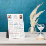 Placa Expositora Custom Business Logo 2026 Calendar Marketing<br><div class="desc">This colorful business calendar plaque is custom made with your professional company name and office contact details. This trendy vertical calendar print features your logo on one side and personalized professional photo on the other. Contemporary marketing item for a corporation in 2026.</div>