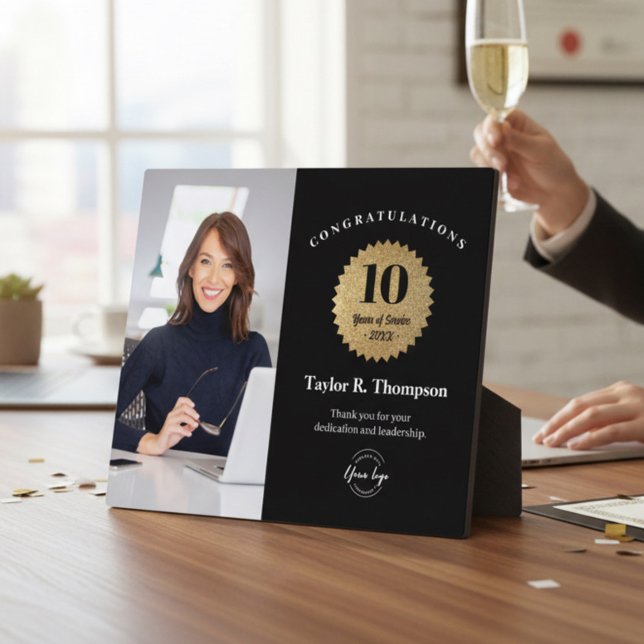 Placa Expositora Custom Employee Recognition Photo 10 Year service  (Custom employee photo 10 years of service plaque.)