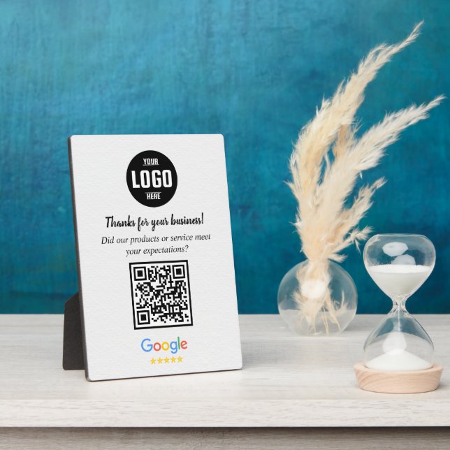Placa Expositora Custom Google Review QR Code Business Plaque (Lado)