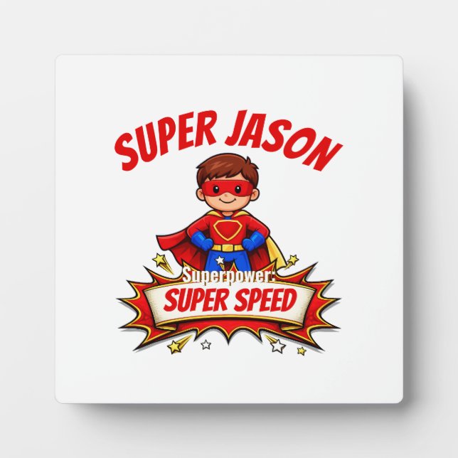 Placa Expositora Custom Kids Superhero Name & Superpower (Frente)