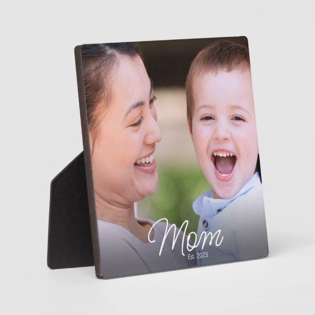 Placa Expositora Custom Mom Established Modern Script Photo (Anverso)