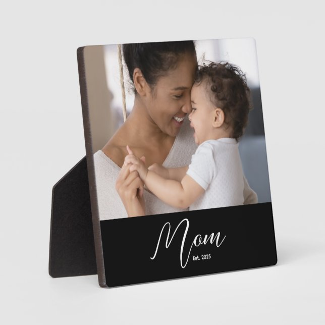 Placa Expositora Custom Mom Established Modern Script Photo (Anverso)