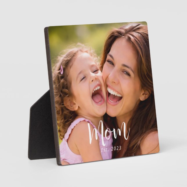 Placa Expositora Custom Mom Established Modern Script Photo (Anverso)