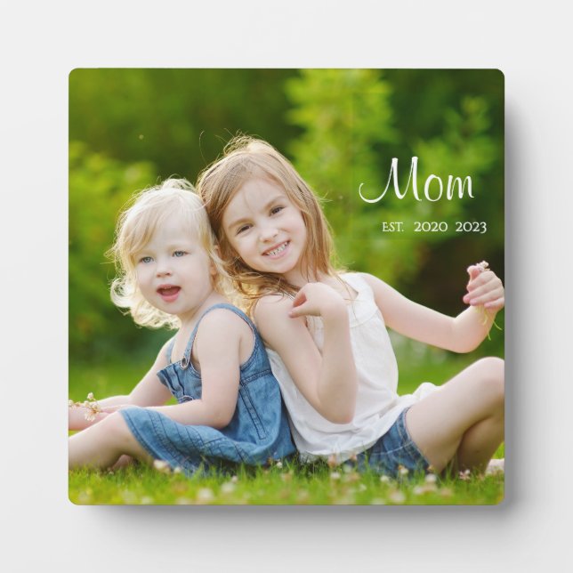 Placa Expositora Custom Mom Established Modern Script Photo (Frente)
