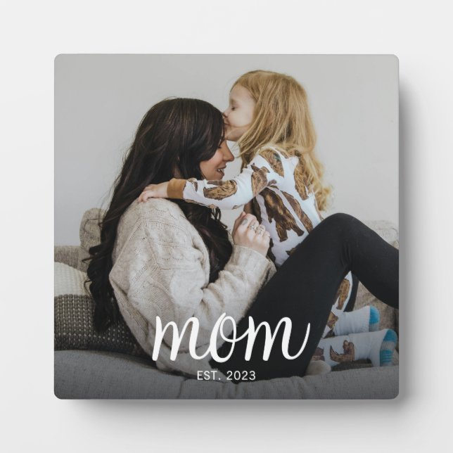 Placa Expositora Custom Mom Established Modern Script Photo (Frente)