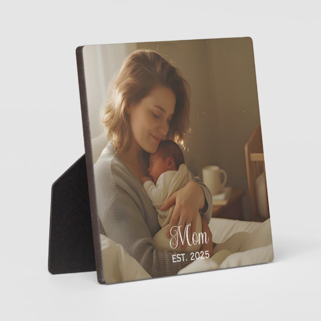 Placa Expositora Custom Mom Established Modern Script Photo (Anverso)