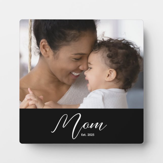 Placa Expositora Custom Mom Established Modern Script Photo (Frente)