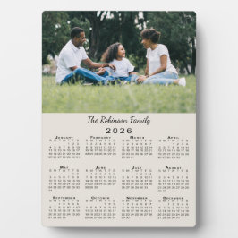 Placa Expositora Custom Photo and Name 2026 Calendar Beige Desktop