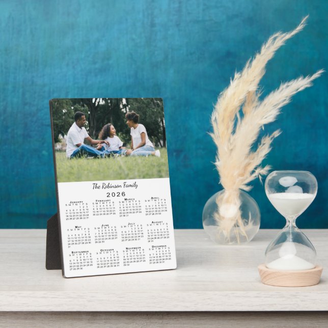 Placa Expositora Custom Photo and Name 2026 Calendar Desktop (Lado)