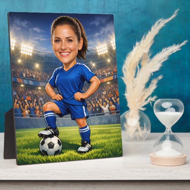 Placa Expositora Custom Photo-Face Soccer/Football Star Caricature (Lado)