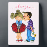 Placa Expositora Cuta Pareja Romántica - Amor - Te Amo - Beso<br><div class="desc">Cute Pareja Romántica - Amor - Te Amo - Beso Chico y Chica - Pintado divertido - Elegir / Añadir Su Texto Único / Nombre / Color - Hacer Tu Regalo Especial - Redimensionar y mover o eliminar / añadir elementos - imagen / texto con herramienta de personalización. Pintura y...</div>