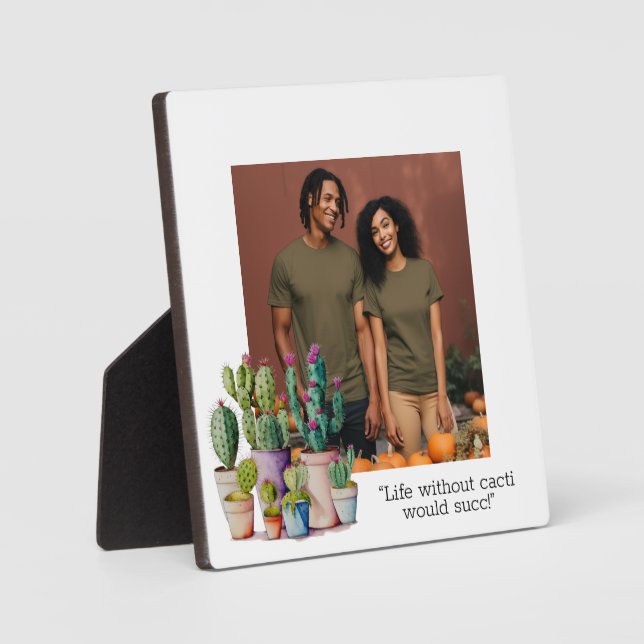 Placa Expositora Cute acuarela cactus imagen personalizada (Anverso)