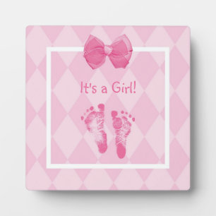 Placa Expositora Cute Baby Footprints Anuncio de Nacimiento