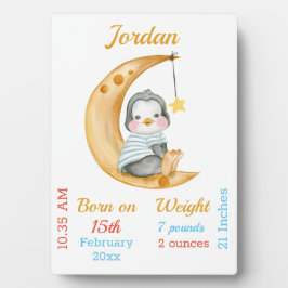 Placa Expositora Cute Baby Stats Penguin Moon