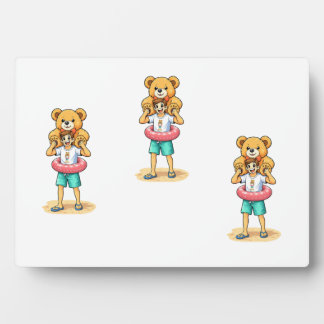 Placa Expositora Cute Cartoon Man with Giant Teddy Bear Summer Fun