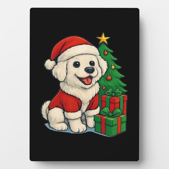 Placa Expositora Cute Christmas Dog, Santa Hat Dog, With Christmas  (Frente)
