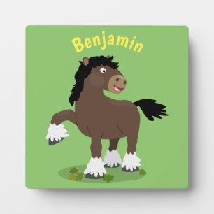 Placa Expositora Cute Clydesdale personalizado de caballo ilustraci