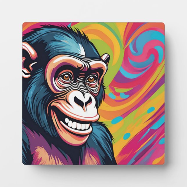 Placa Expositora Cute Crazy Funny Chimpanzee (Frente)