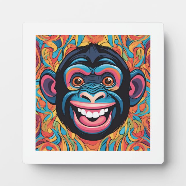 Placa Expositora Cute Crazy Funny Chimpanzee (Frente)