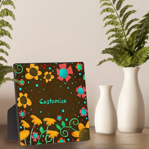 Placa Expositora Cute Daisy Amarillo Fun Floral Whimsical Personali
