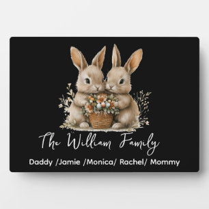 Placa Expositora Cute Easter Bunny Family Plaque – Personalizado 