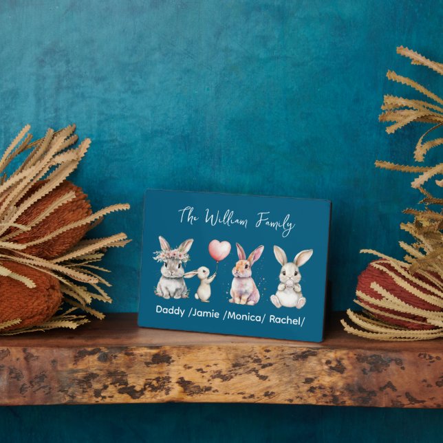 Placa Expositora Cute Easter Bunny Family Plaque – Personalized  (Lado)