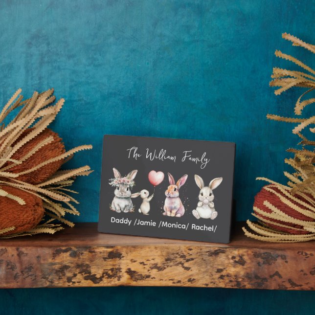 Placa Expositora Cute Easter Bunny Family Plaque – Personalized  (Lado)