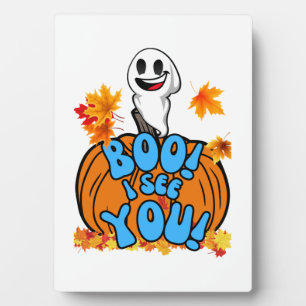 Placa Expositora Cute Fall Halloween fantasma Boo! ¡Te veo! Pegatin