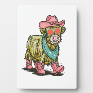 Placa Expositora Cute Highland Cow Png, Oeste
