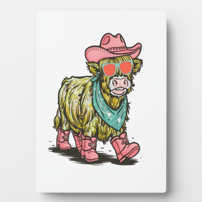 Placa Expositora Cute Highland Cow Png, Oeste (Frente)