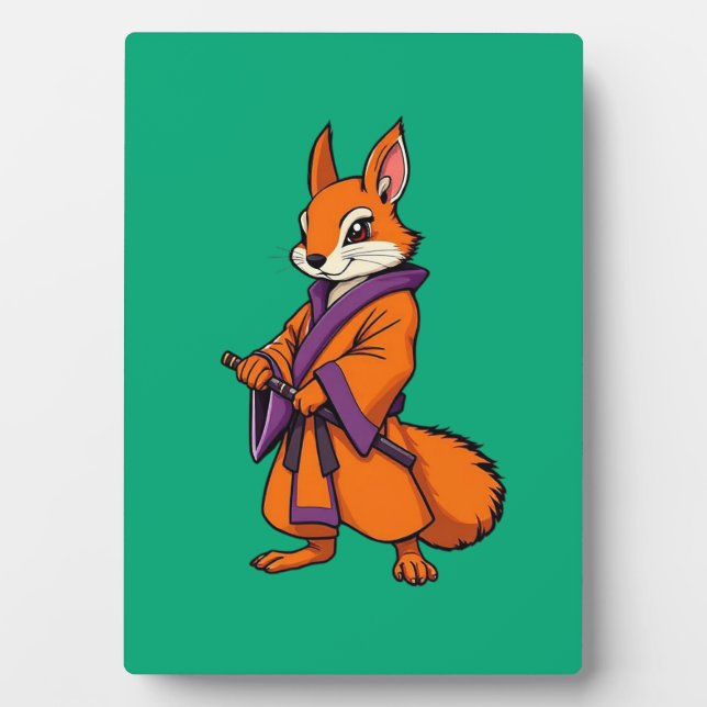 Placa Expositora Cute Japanese Samurai Squirrel (Frente)