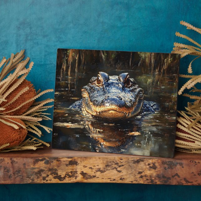 Placa Expositora Cute lagarto en la pintura de los Everglades de Fl (Lado)