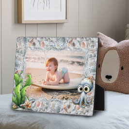 Placa Expositora Cute Octopus and Seashells Child's Photo Frame
