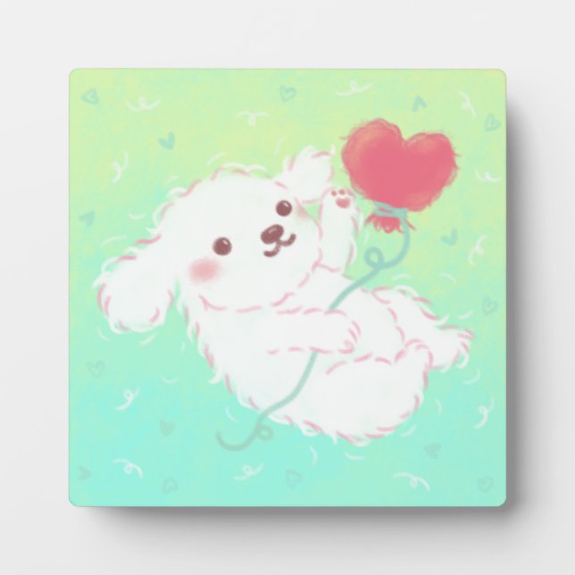 Placa Expositora Cute Puppy with Heart Balloon (Frente)