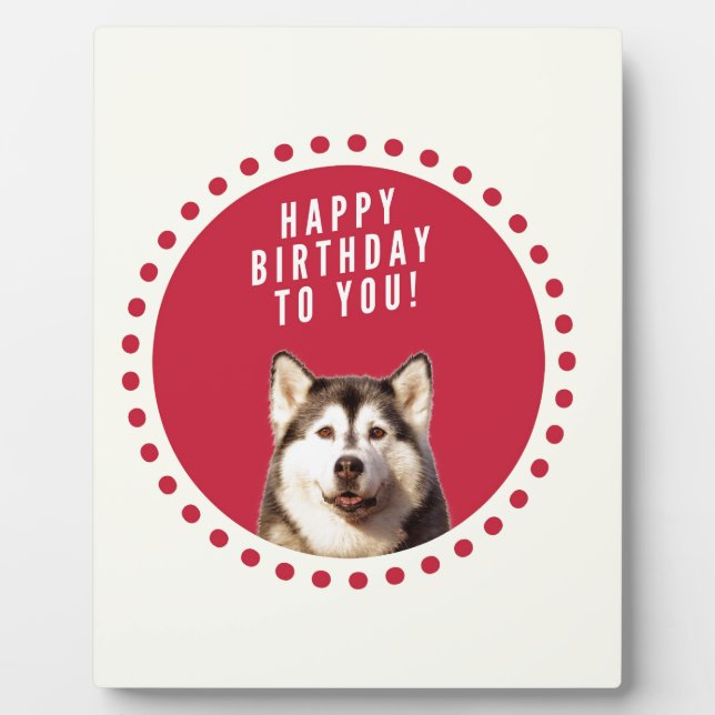 Placa Expositora Cute Siberian Husky Dog Feliz cumpleaños (Frente)
