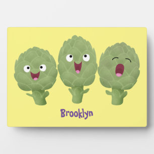 Placa Expositora Cute singing artichokes vegetable cartoon