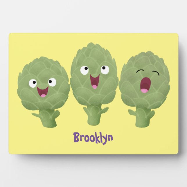 Placa Expositora Cute singing artichokes vegetable cartoon  (Frente)